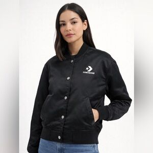 Converse Black Jacket with White Logo Bomber